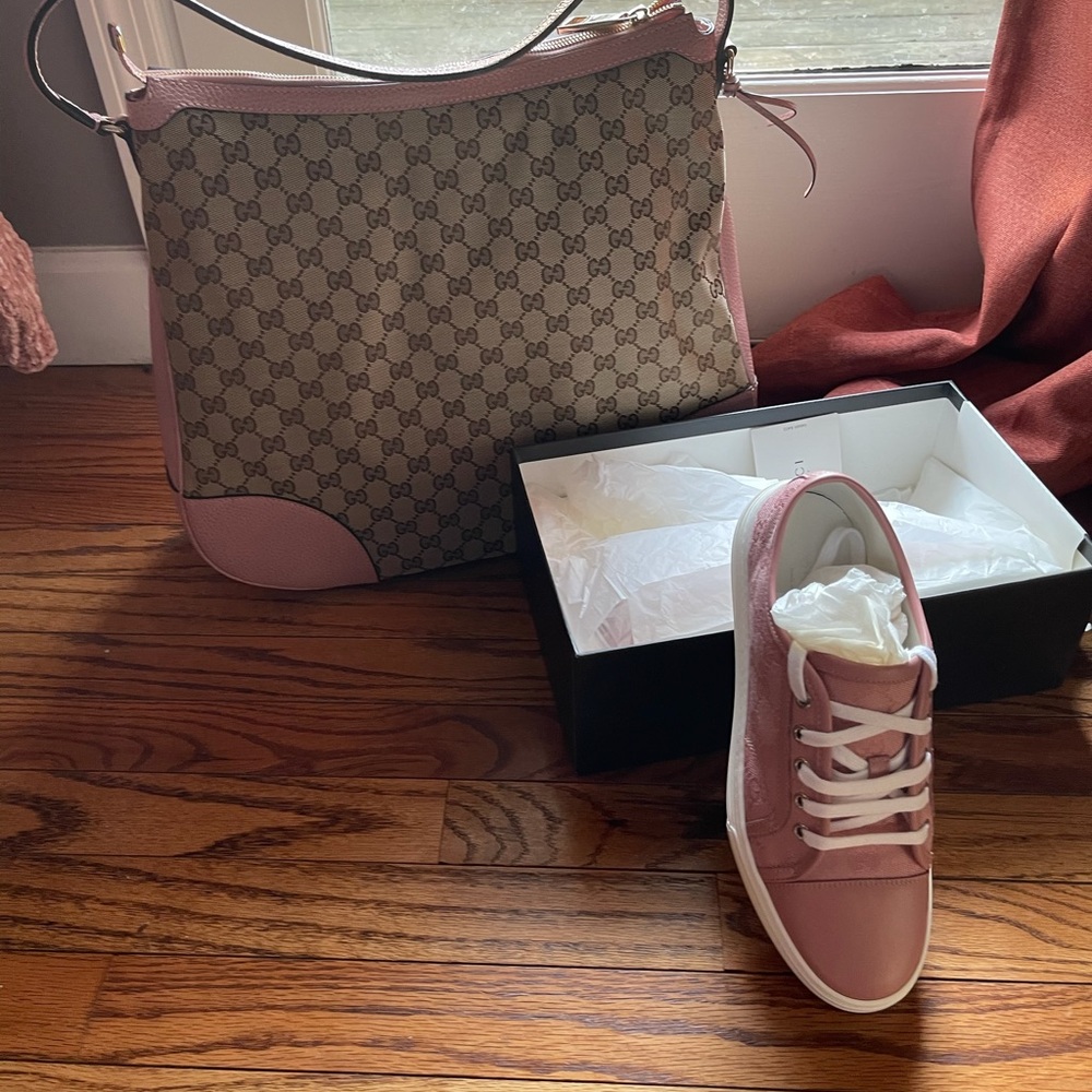 Pink Gucci bag and pink Gucci sneakers ,..🔥🔥